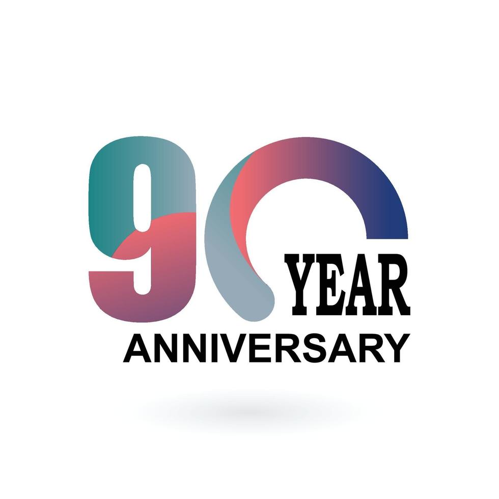 90 Year Anniversary Elegant Vector Template Design Illustration