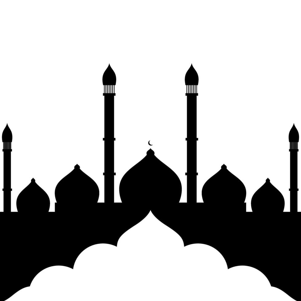black mosque illustration design. islamic background template vector