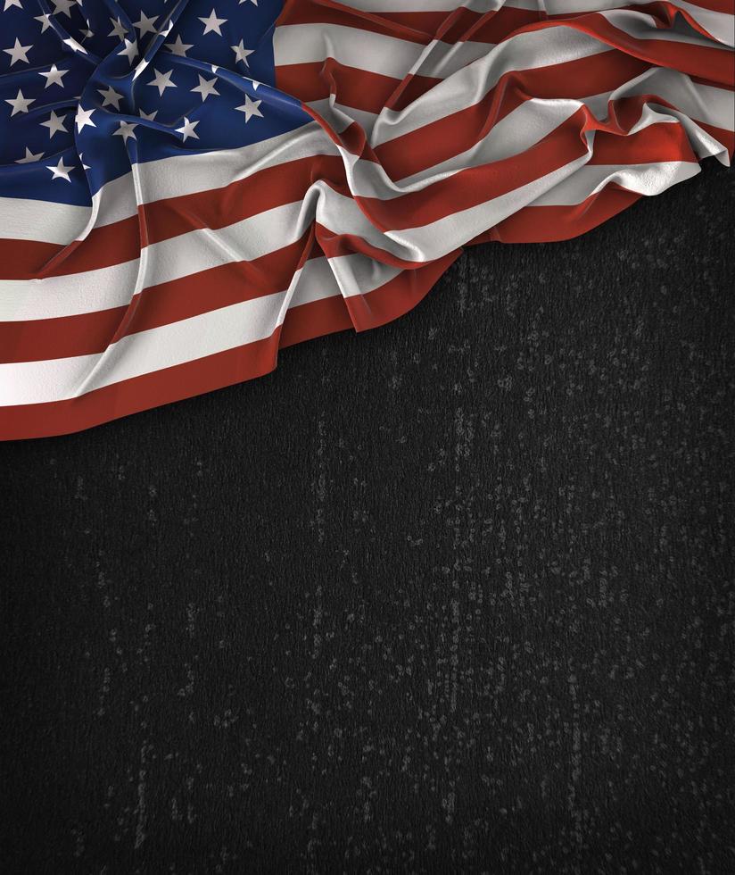 America USA Flag Vintage on a Grunge Black Chalkboard photo