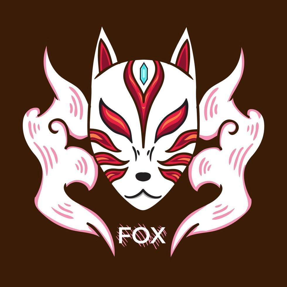 Japan style fox mask vector