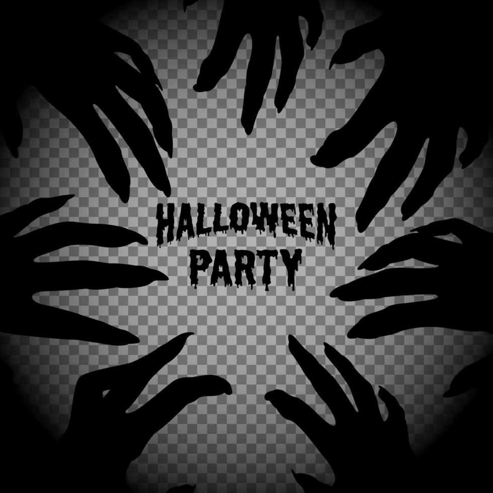 fiesta de halloween, manos de zombies. monstruos manos silueta vector