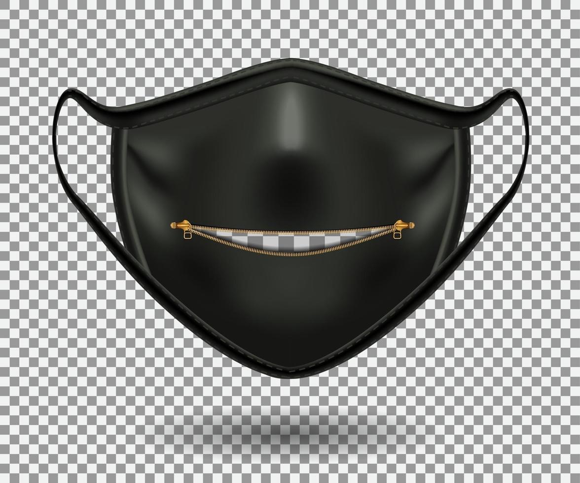 Protective comic black mask. Party, Halloween and other fun. Open zip vector