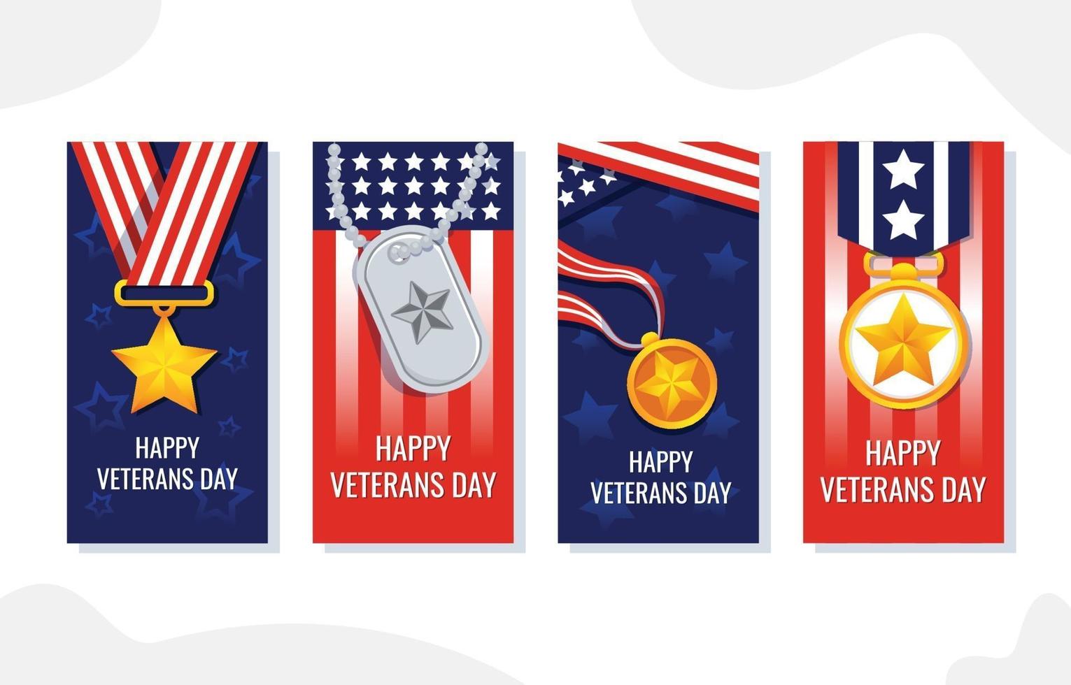 saludos de celebración del día de los veteranos para redes sociales vector