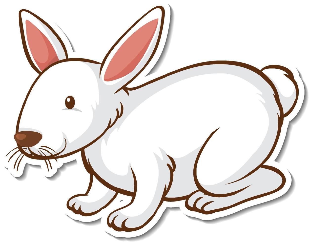 una plantilla de pegatina con un conejo blanco aislado vector