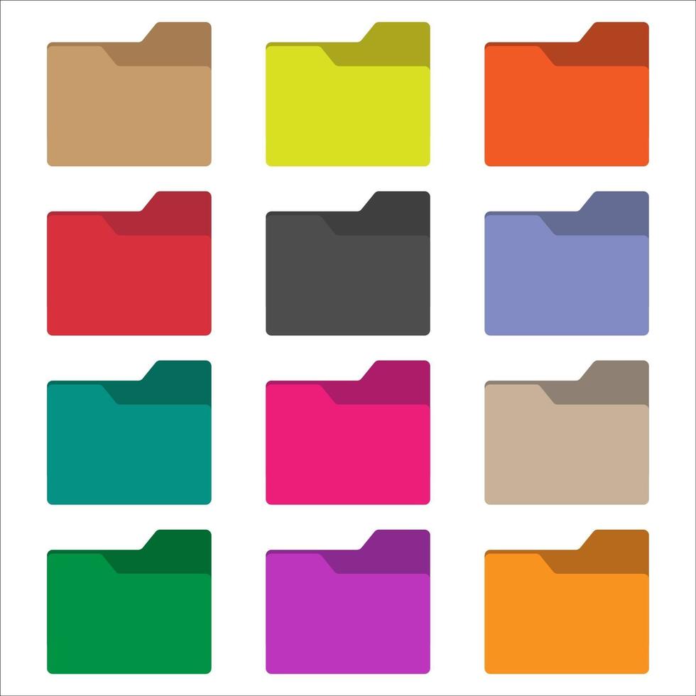 Set collection folder icon vector colored 3