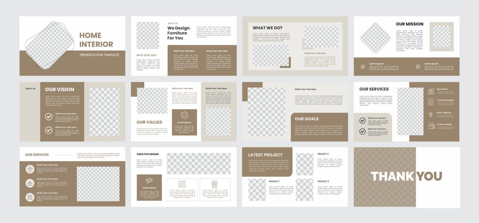 Modern home interior presentation template with elegant muted color palette and minimalist layout for stylish branding vector