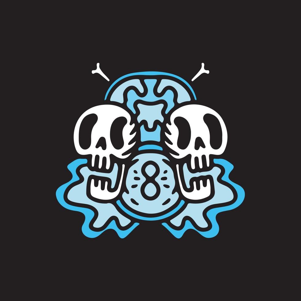 calaveras e ilustración de símbolo de infinito. gráficos vectoriales para camiseta vector