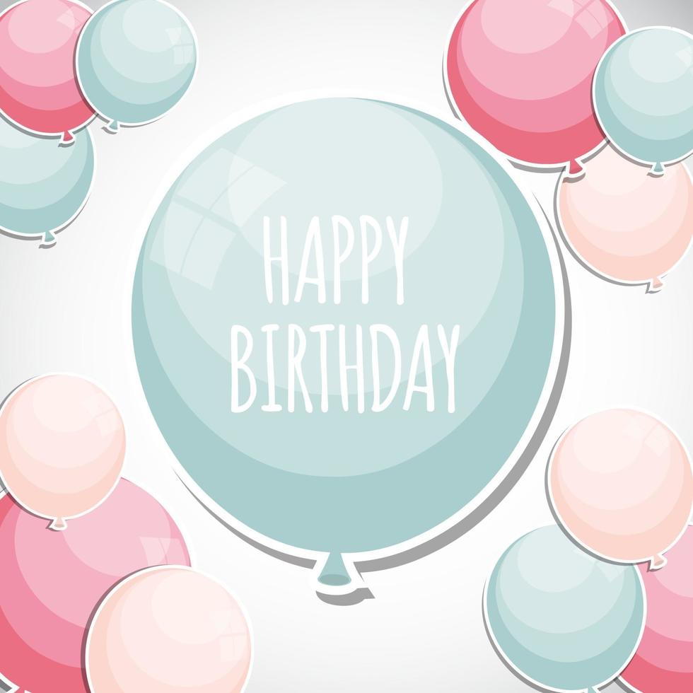 Color Glossy Happy Birthday Balloons Banner Background vector