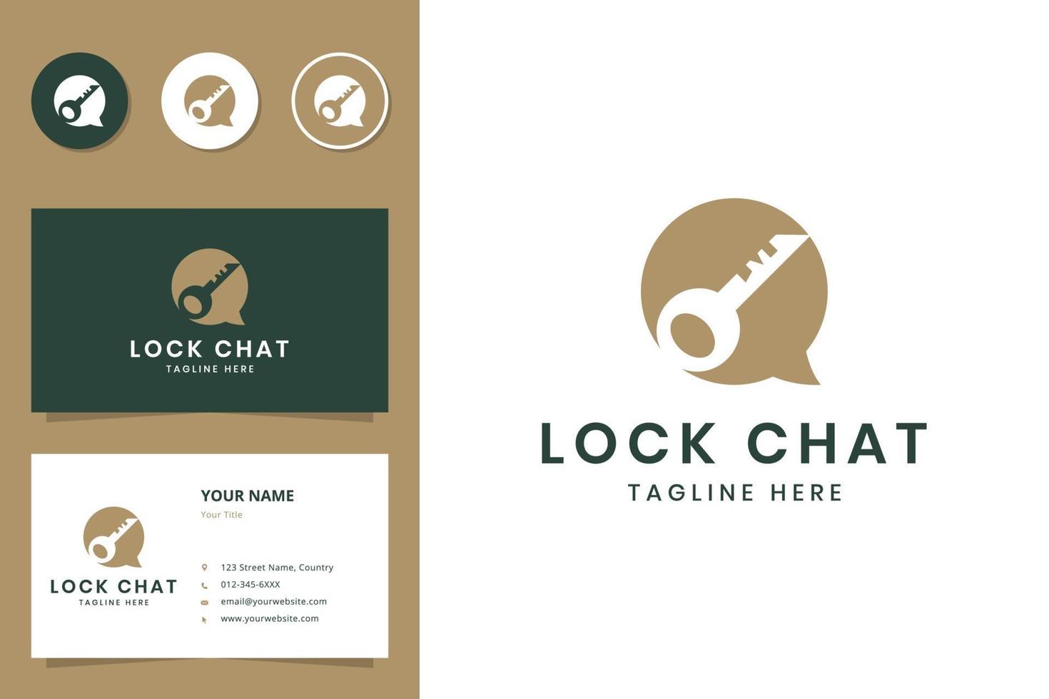 chat key negative space logo design vector