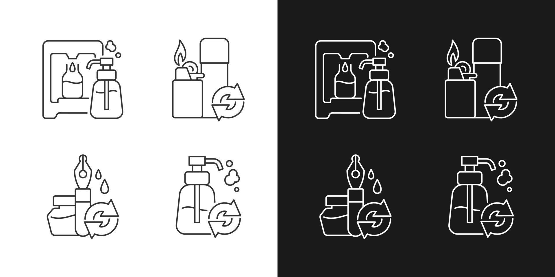 Products refill linear icons set for dark and light mode vector
