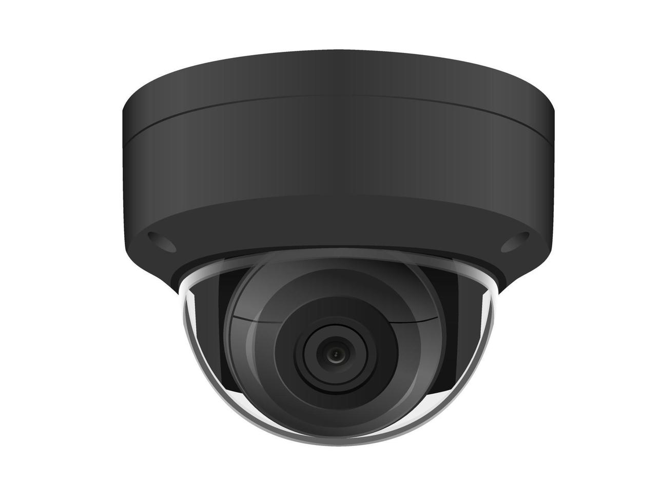 Cámara CCTV redonda negra sobre un fondo blanco. vector