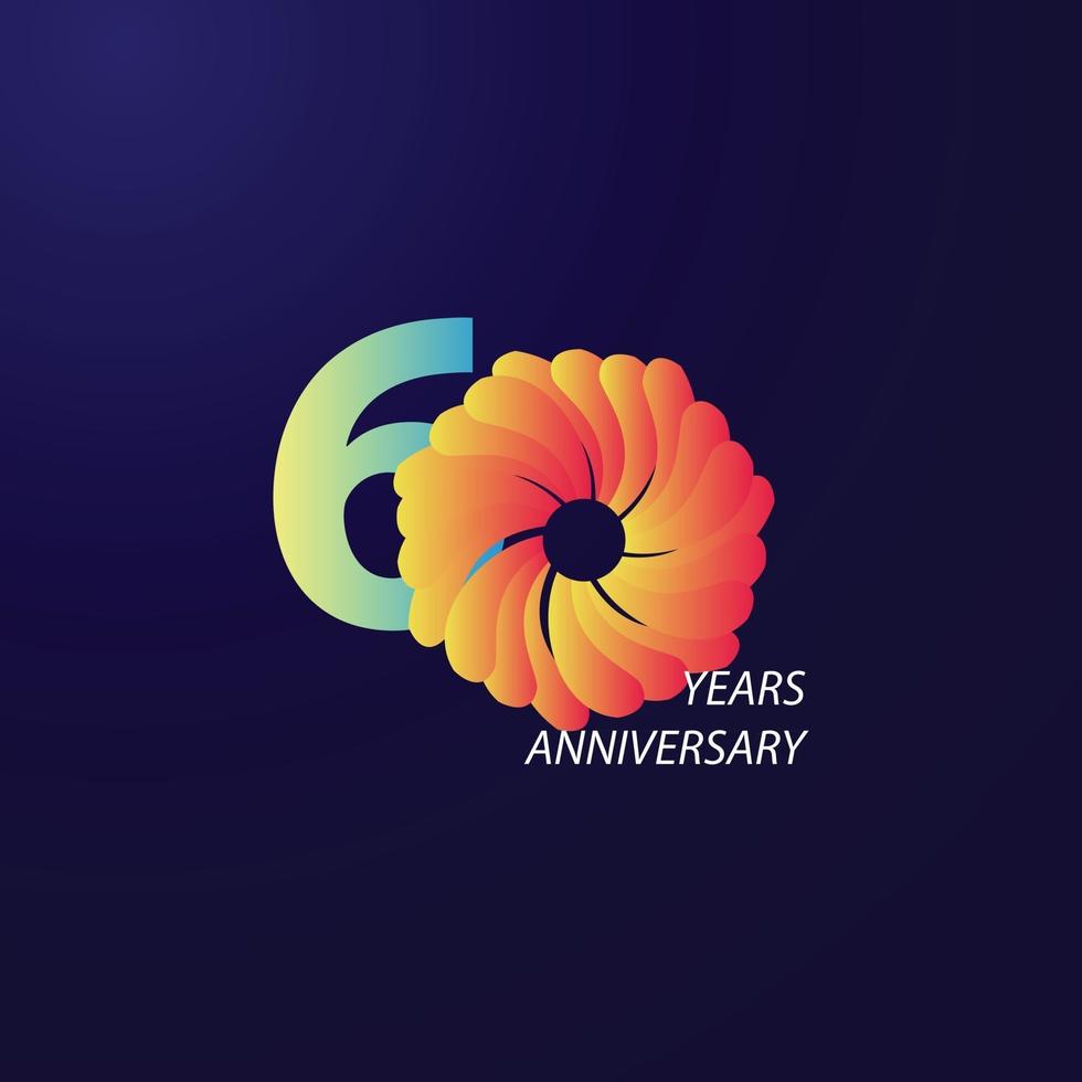 Ilustración de diseño de plantilla de vector de celebración de aniversario de 60 años