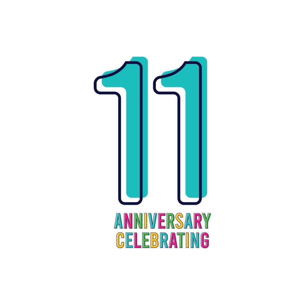 Ilustración de diseño de plantilla de vector de celebración de aniversario de 11 años