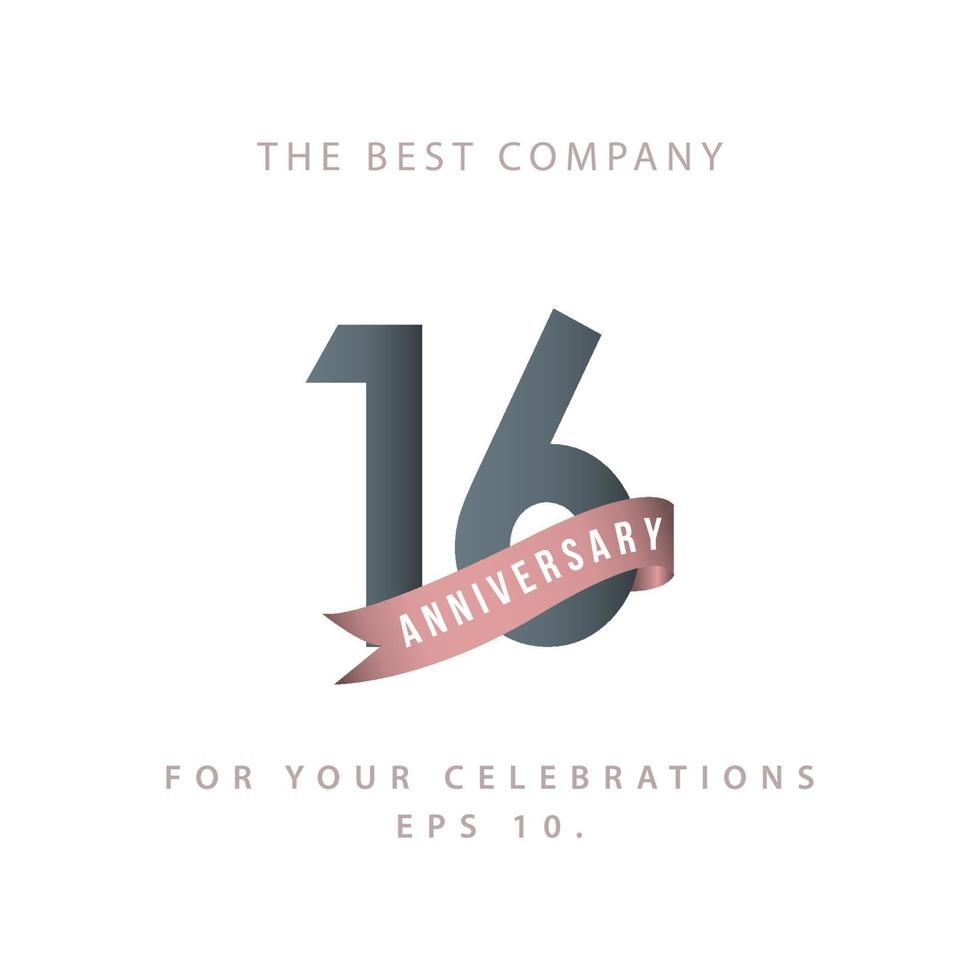 16 Years Anniversary Celebration Vector Template Design Illustration