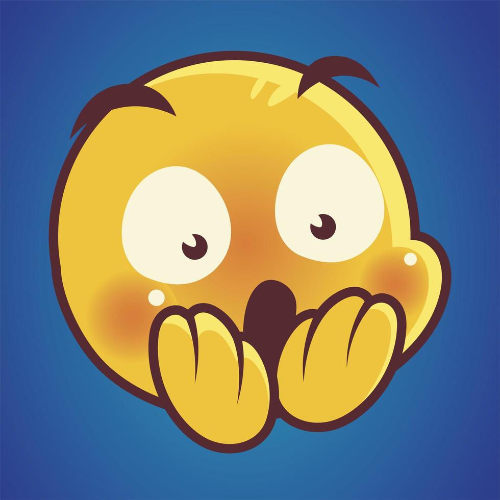 emoji divertido, emoticon sorprendido expresión de la cara redes sociales vector