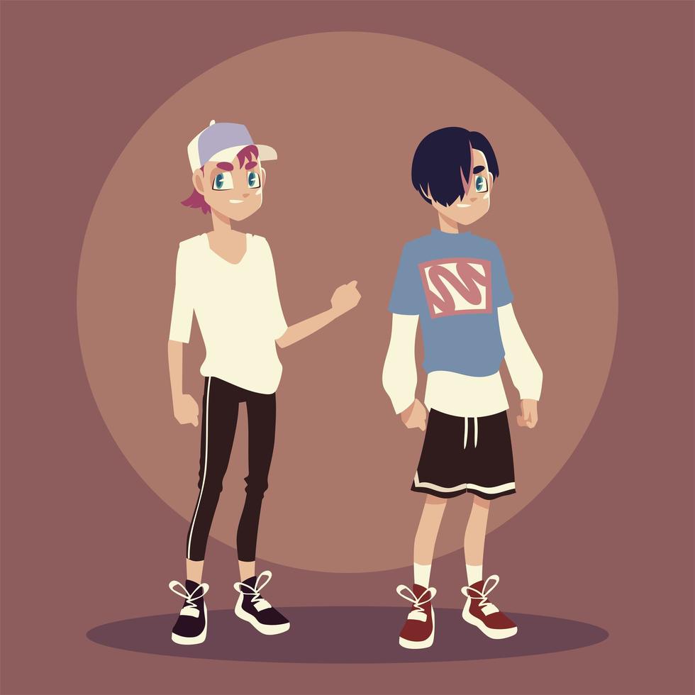 young men with trendy sportswear, youth culture vector