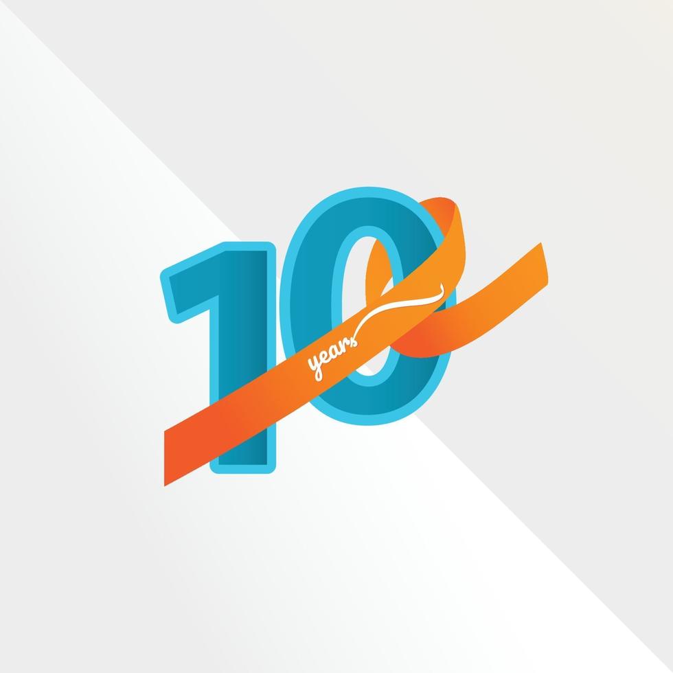 Ilustración de diseño de plantilla de vector de celebración de aniversario de 10 años