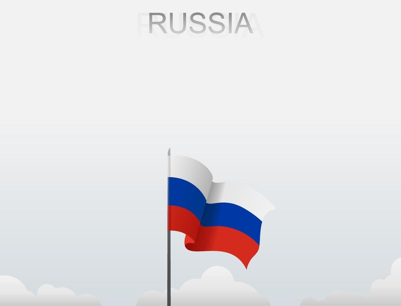 Flag of Russian flying under the white sky vector