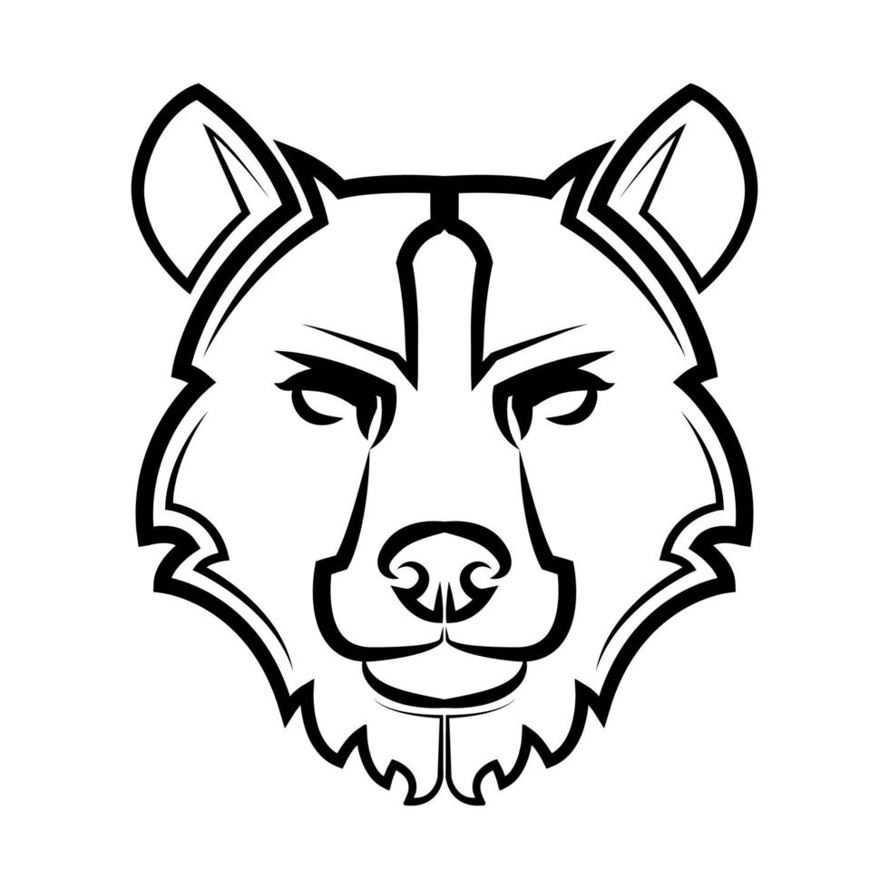 Black and white line art of bear head vector