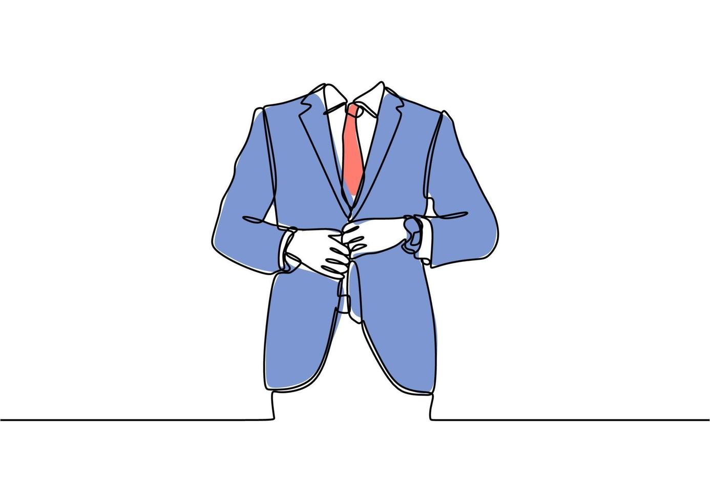 traje de dibujo de línea continua, persona, entrevista o vector de empresario