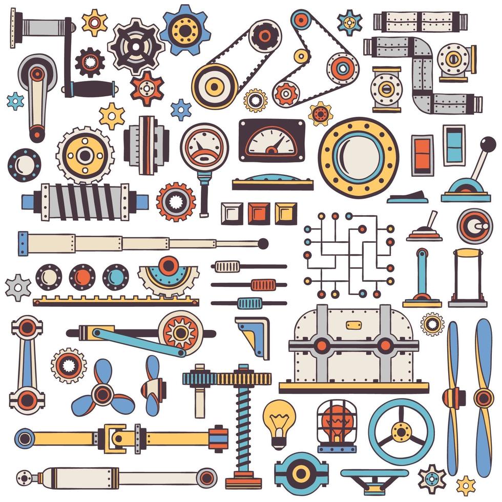 Dudling parts of machinery vector