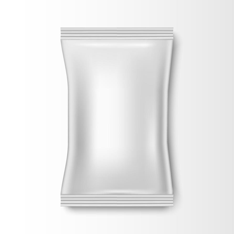 Blank plastic foil bag for packaging design vector