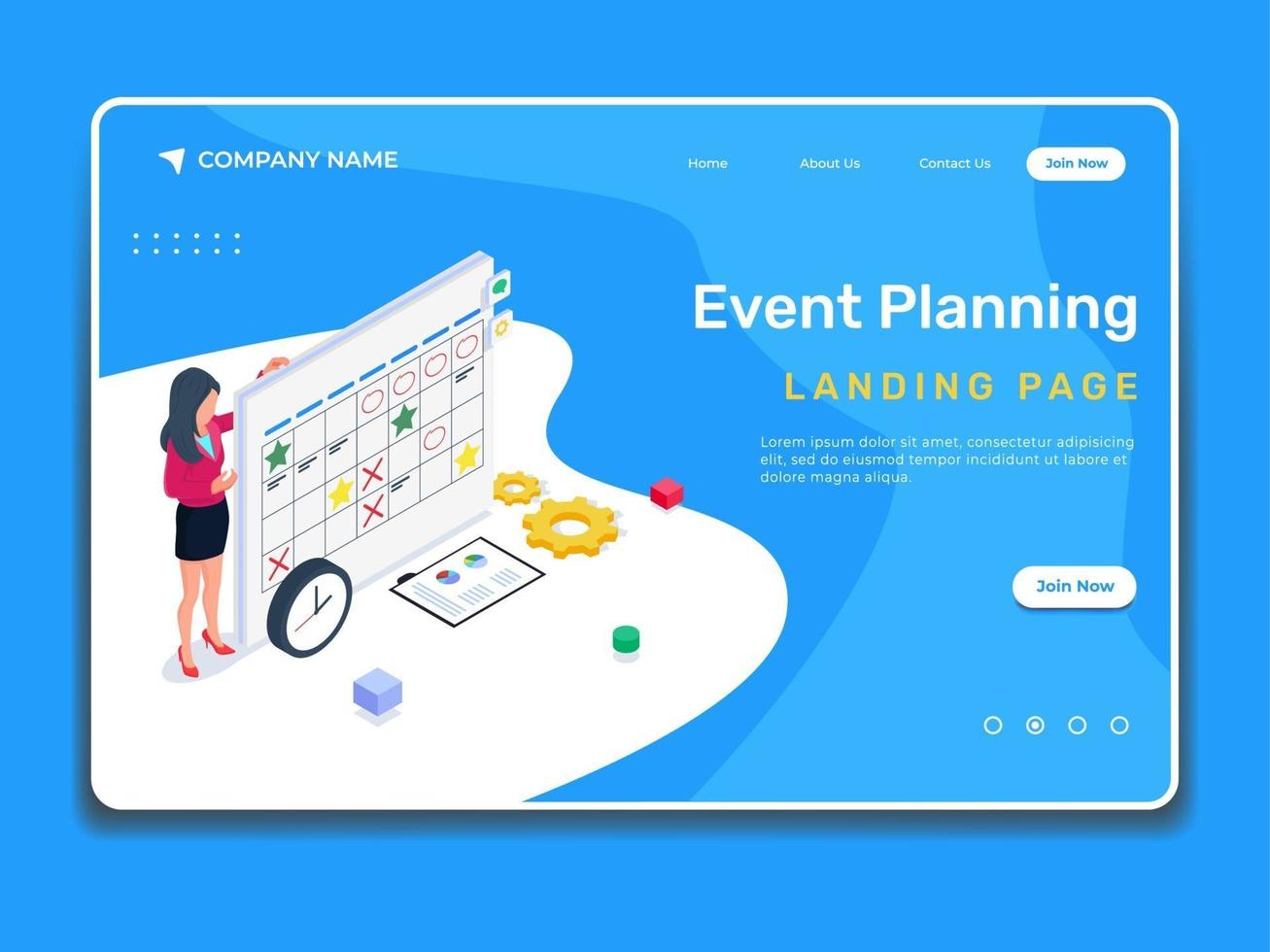 Event planning illustration concept. Landing page template. vector