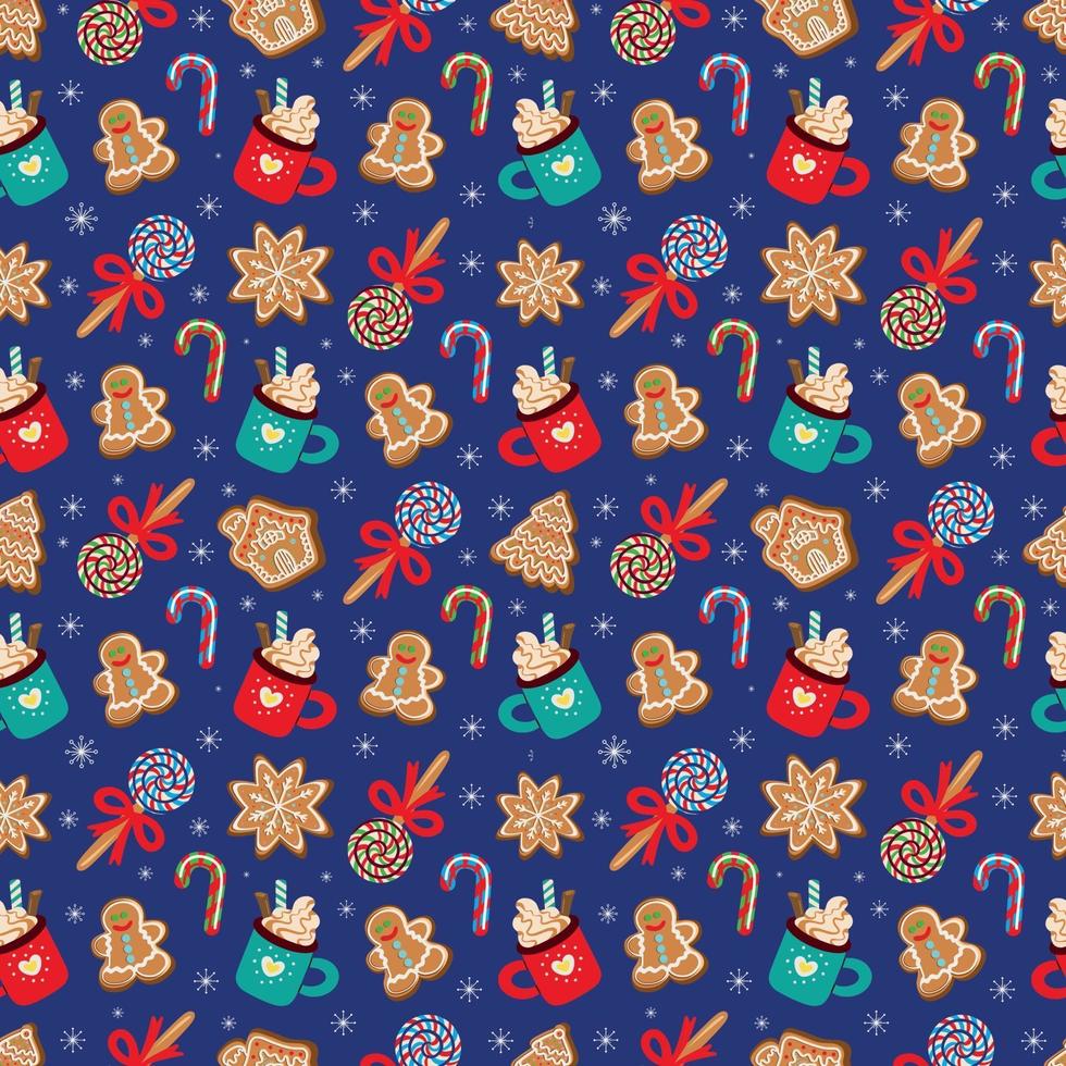 Pattern of traditional Christmas sweets. vector illustration
