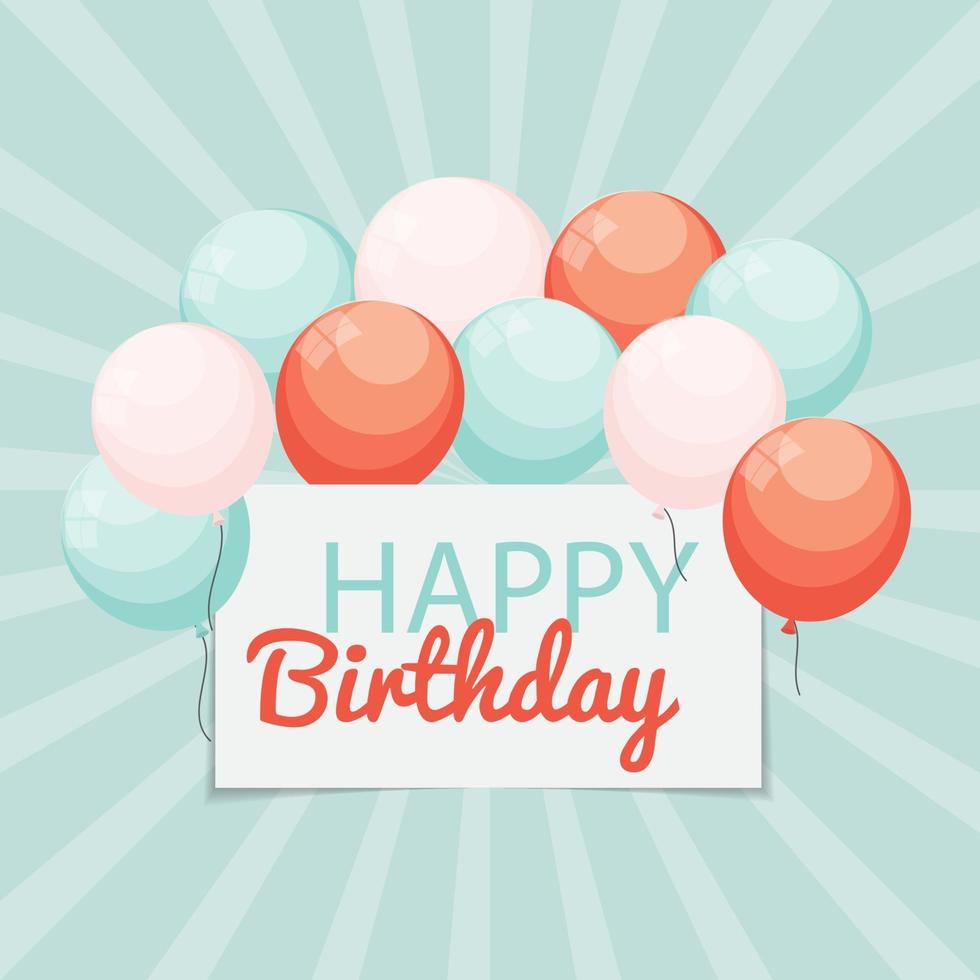 Color Glossy Happy Birthday Balloons Banner Background vector