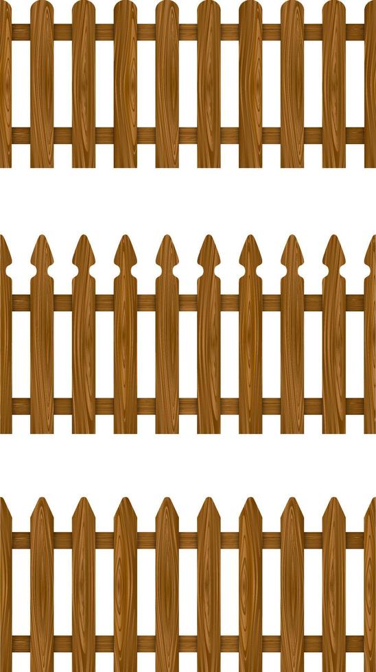 set of seamless wooden fences vector