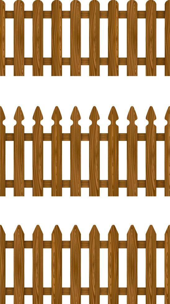 set of seamless wooden fences vector