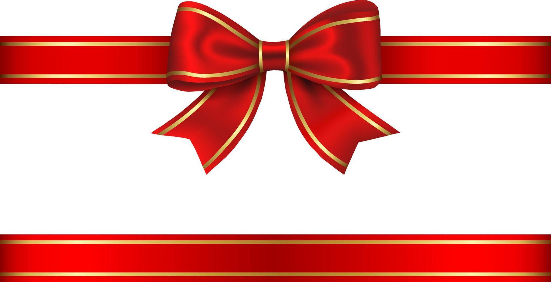 red bow and ribbon with gold edging vector