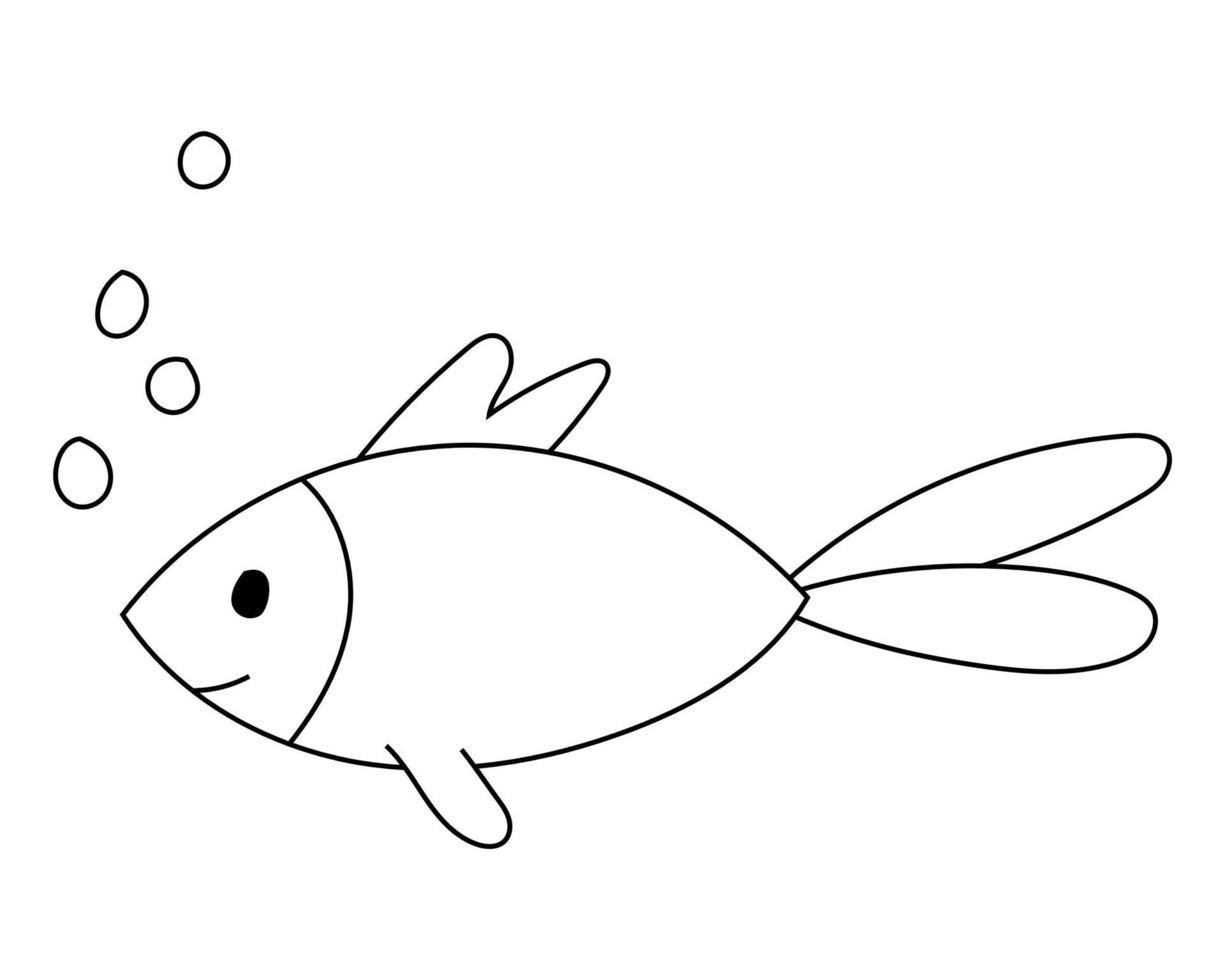 Black and white fish drawing. Simple hand drawn fish illustration