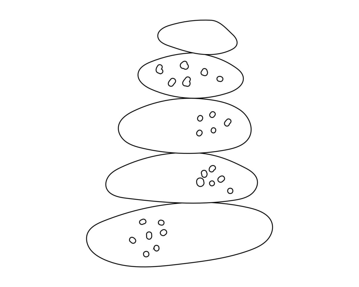 A pyramid of stones drawn with a contour. Stones stacked on top of each other vector