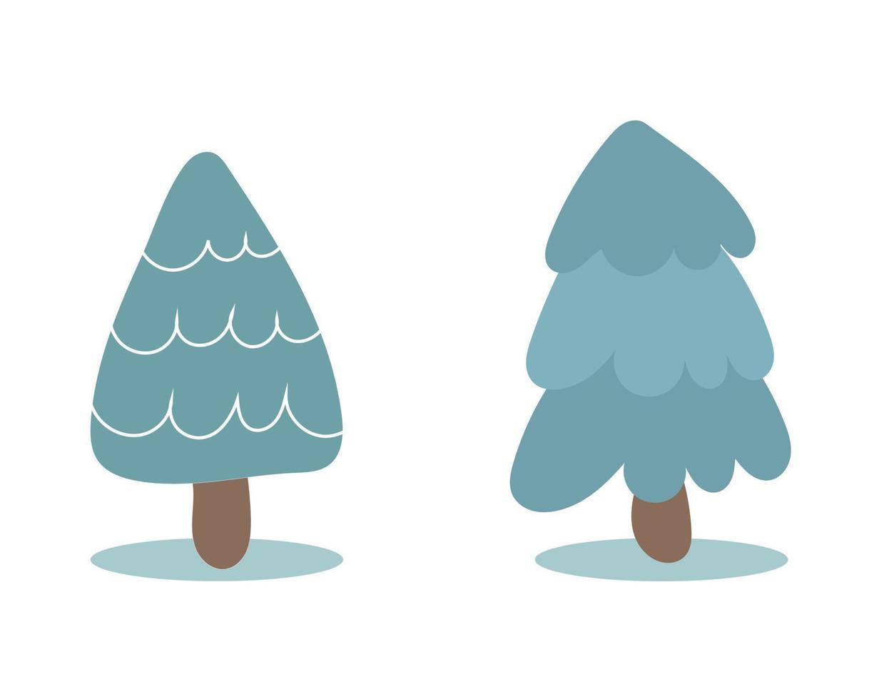 árboles de navidad del bosque dibujados a mano en el estilo de doodle. árboles de navidad para postales, libros, pegatinas vector