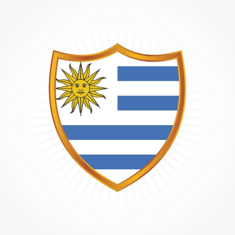 vector de bandera de uruguay con marco de escudo