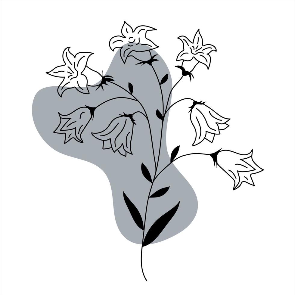 Bluebell flowers in contemporary boho style. vector