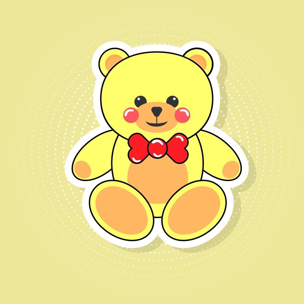 lindo oso de peluche pegatina vector