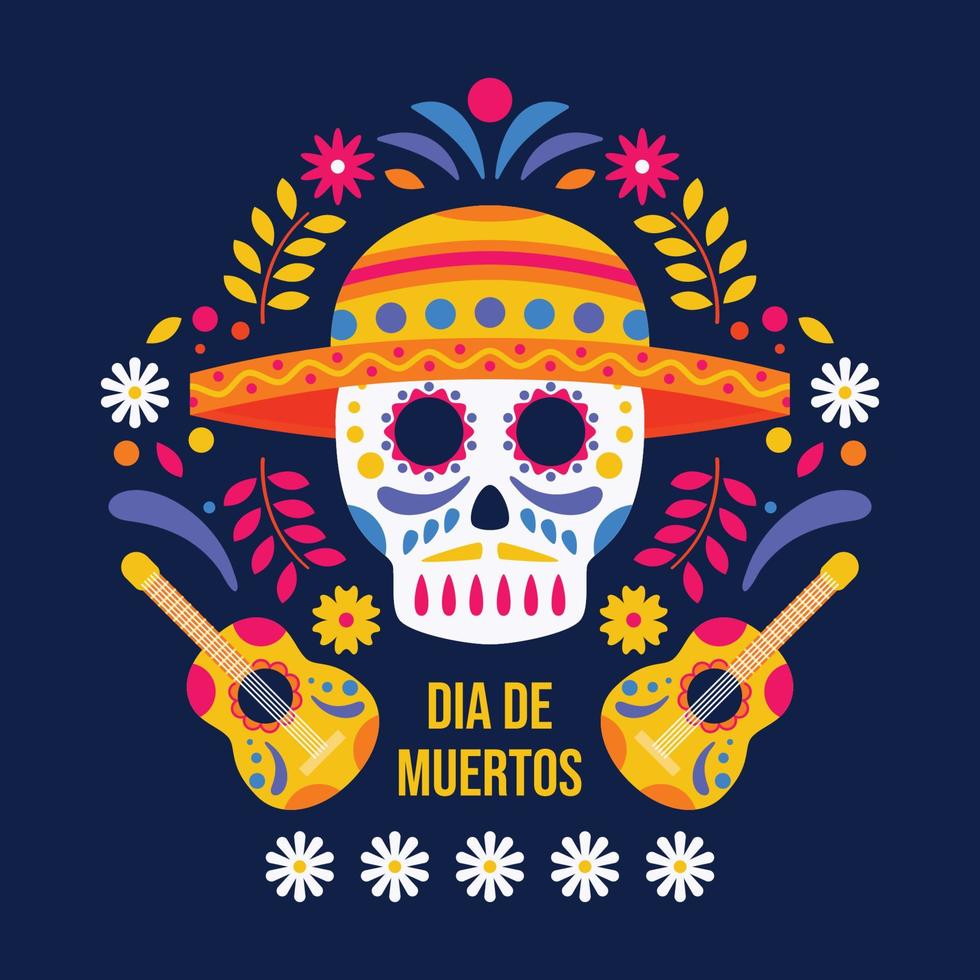 Dia de Muertos Sugar Skull Background vector