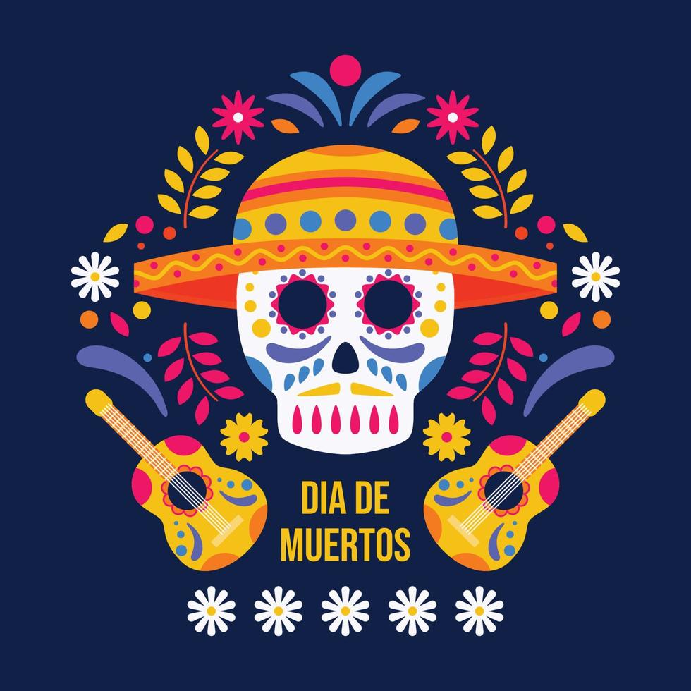 dia de muertos calavera de azucar antecedentes vector