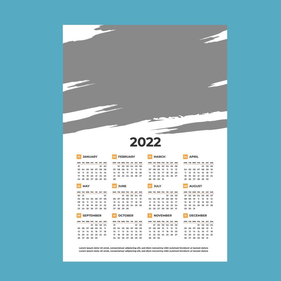 plantilla de diseño de calendario de año nuevo calendario 2022 vector