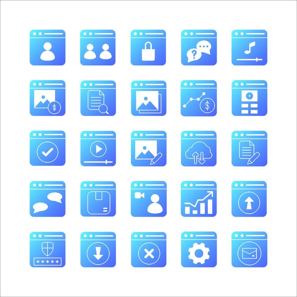 Website icon set vector gradient for website, mobile app, presentation, social media.
