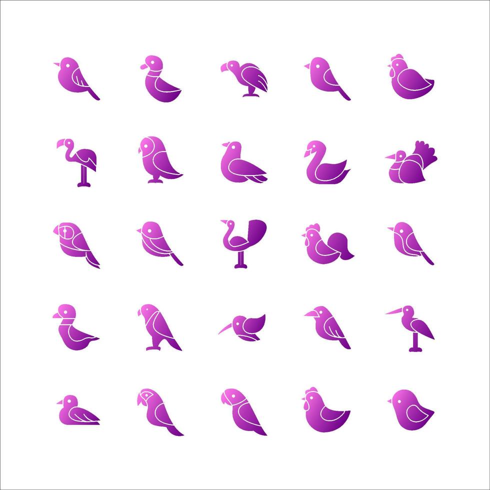 Bird icon set vector gradient for website, mobile app, presentation, social media.