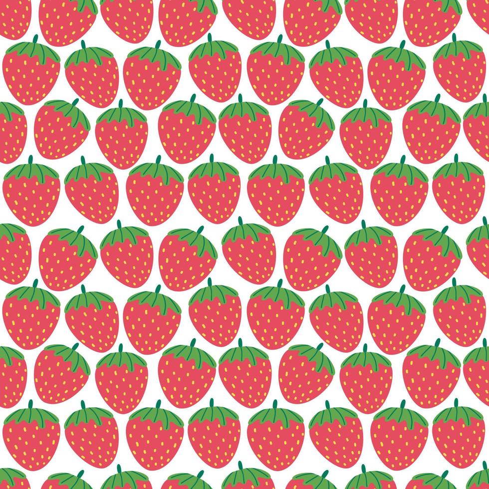 Strawberry seamless vector pattern. Repeating background with summer fruit. Use for fabric, gift wrap, packaging.