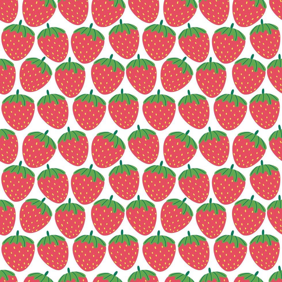 Strawberry seamless vector pattern. Repeating background with summer fruit. Use for fabric, gift wrap, packaging.