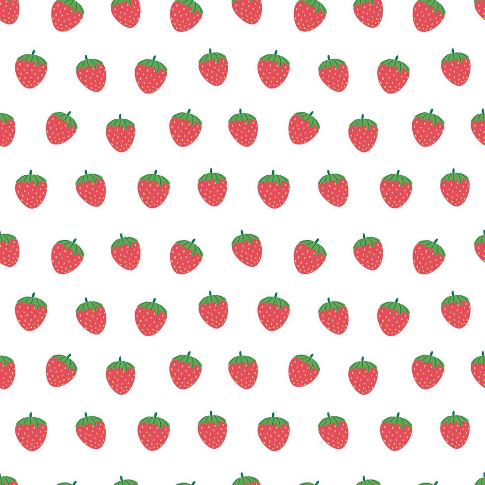 Strawberry seamless vector pattern. Repeating background with summer fruit. Use for fabric, gift wrap, packaging.