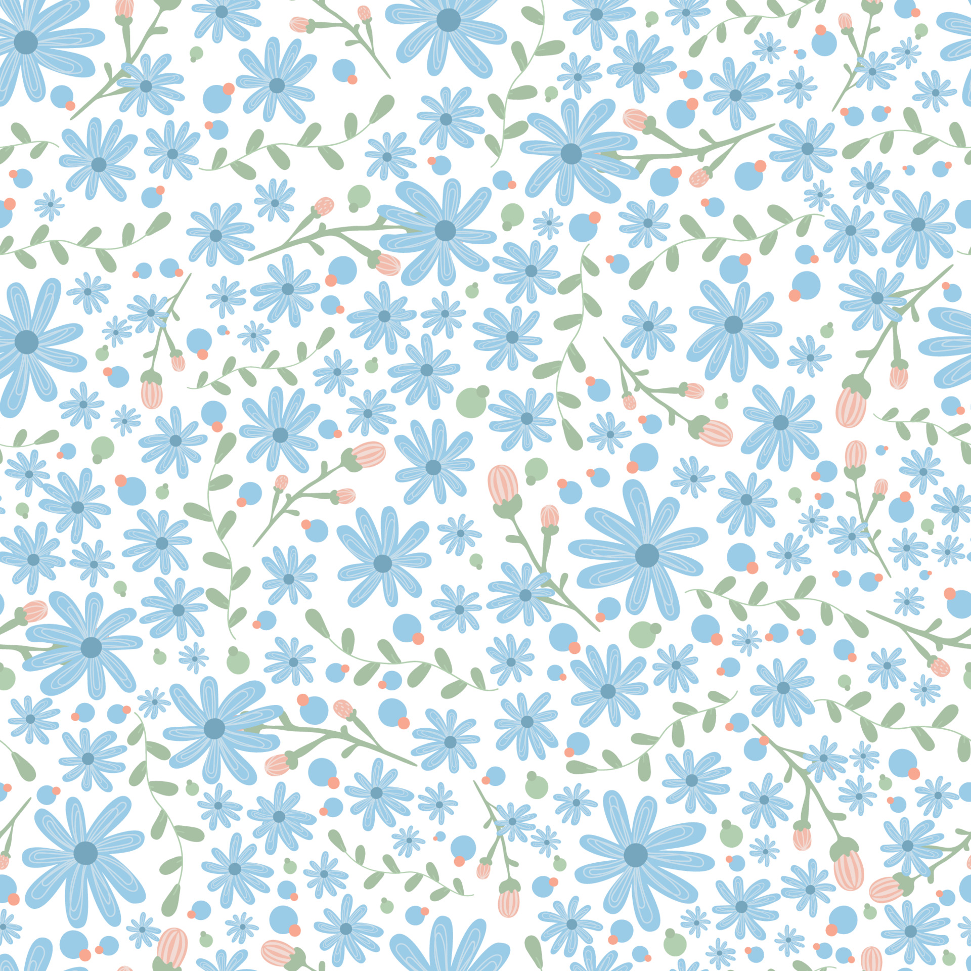 Floral pattern. Pretty flowers on white background. Printing with small