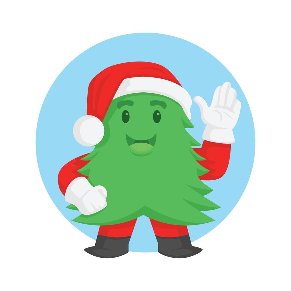 trees santa claus character mascot logo vector illustration