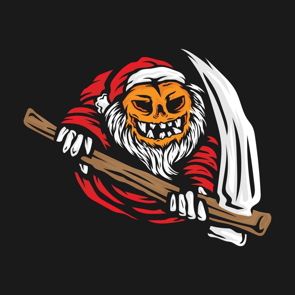 santa claus, calabaza, parca, vector, ilustración vector