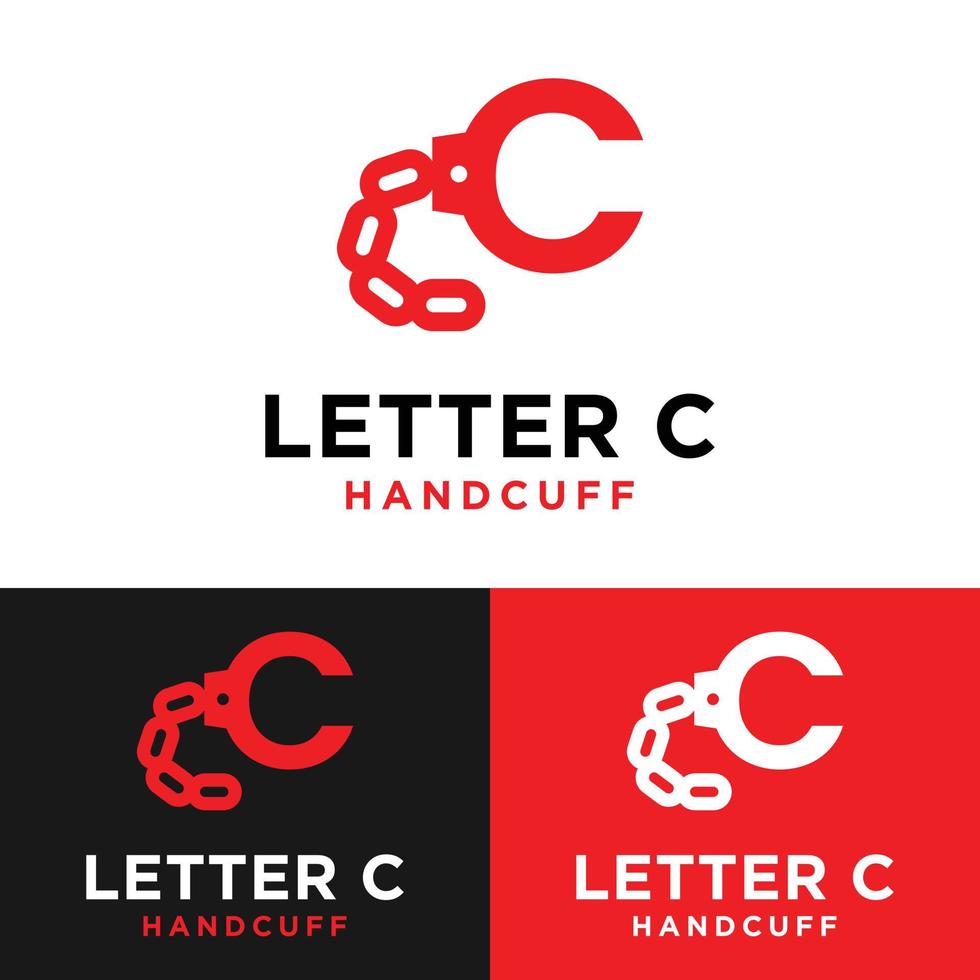Letra inicial c esposas para plantilla de diseño de logotipo criminal criminal vector